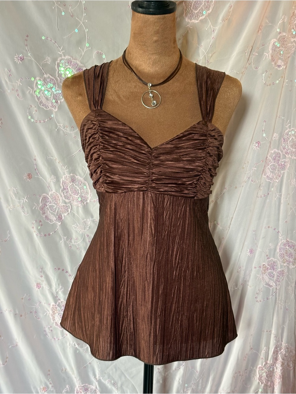 A. Byer Brown Ruched Bust Tank
